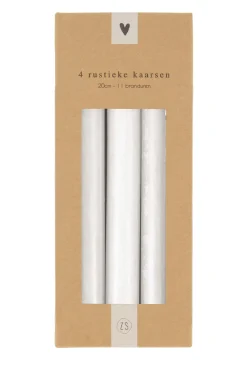 ZUSSS Kaarsen*4 rustieke kaarsen 20cm wit