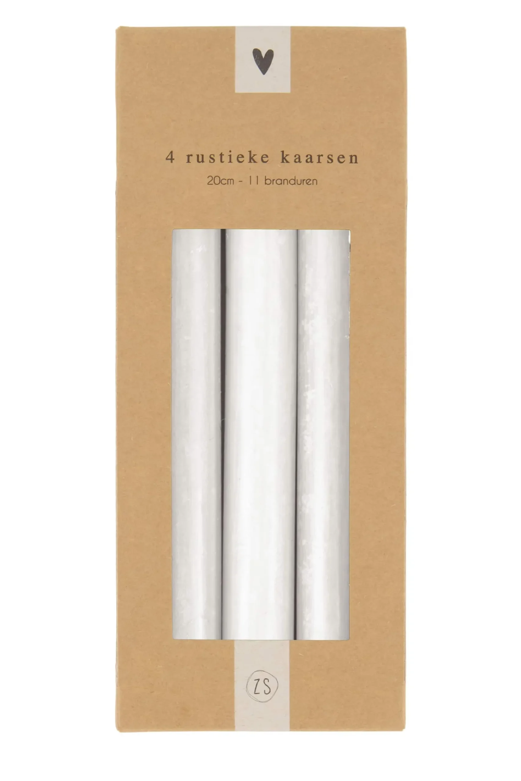 ZUSSS Kaarsen*4 rustieke kaarsen 20cm wit