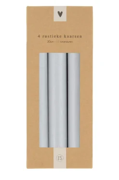 ZUSSS Kaarsen*4 rustieke kaarsen 20cm lichtgrijs