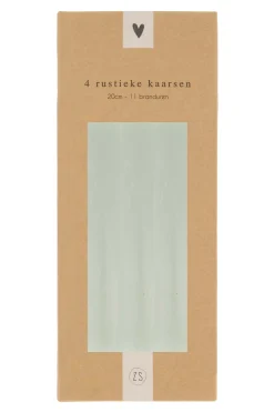 ZUSSS Kaarsen*4 rustieke kaarsjes 20 cm saliegroen saligroen