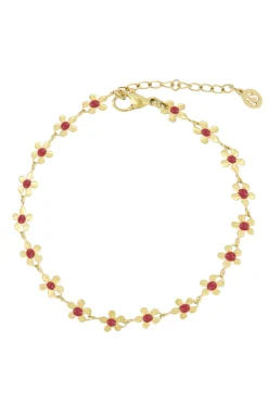 ZUSSS Armbandjes*armband met bloemen roze rood rozerood