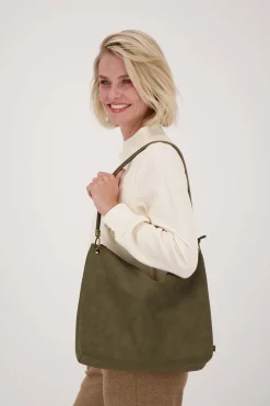 ZUSSS Schoudertassen & Handtassen*basic schoudertas met hengsel L donkergroen