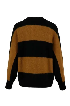 ZUSSS Truien*batwin trui met streep camel/zwart zwart/camel