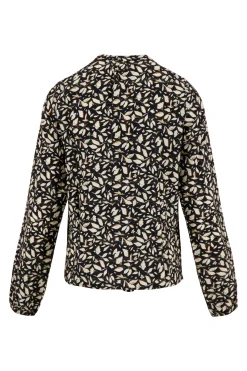 ZUSSS Tops*blouse blaadjes print zwart