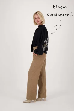 ZUSSS Tops*blouse met borduur zwart