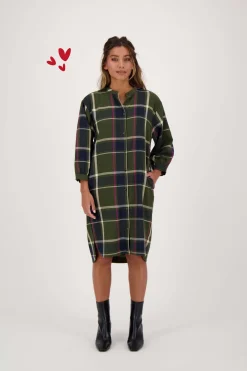 ZUSSS Jurkjes & Rokken*blousejurk met ruit donkergroen