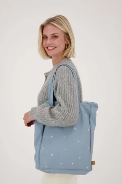 ZUSSS Schoudertassen & Handtassen*boodschappentas hartje grijsblauw