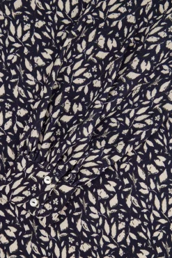 ZUSSS Tops*boothals top met blaadjesprint donkerblauw