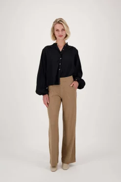 ZUSSS Broeken & Jeans*broek met visgraat structuur beige