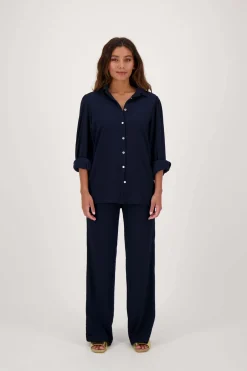 ZUSSS Broeken & Jeans*broek van crinkle stof donkerblauw