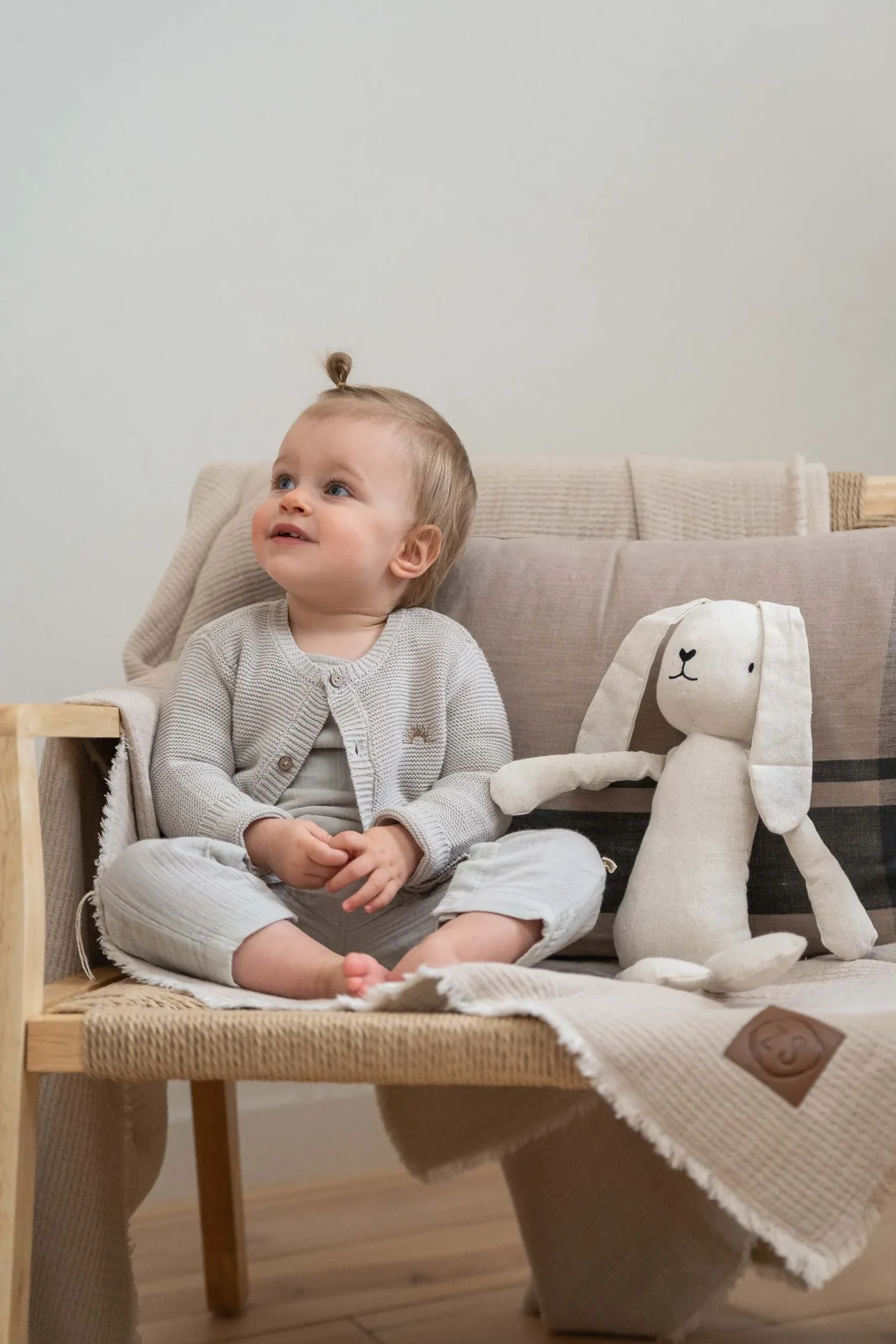 ZUSSS Baby*door flapoor knuffel naturel