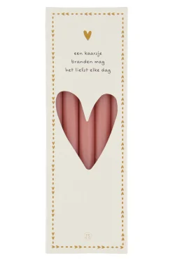 ZUSSS Kaarsen*doosje met 10 smalle kaarsjes 17cm roze rood rozerood