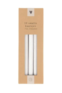 ZUSSS Kaarsen*doosje met 10 smalle kaarsjes wit