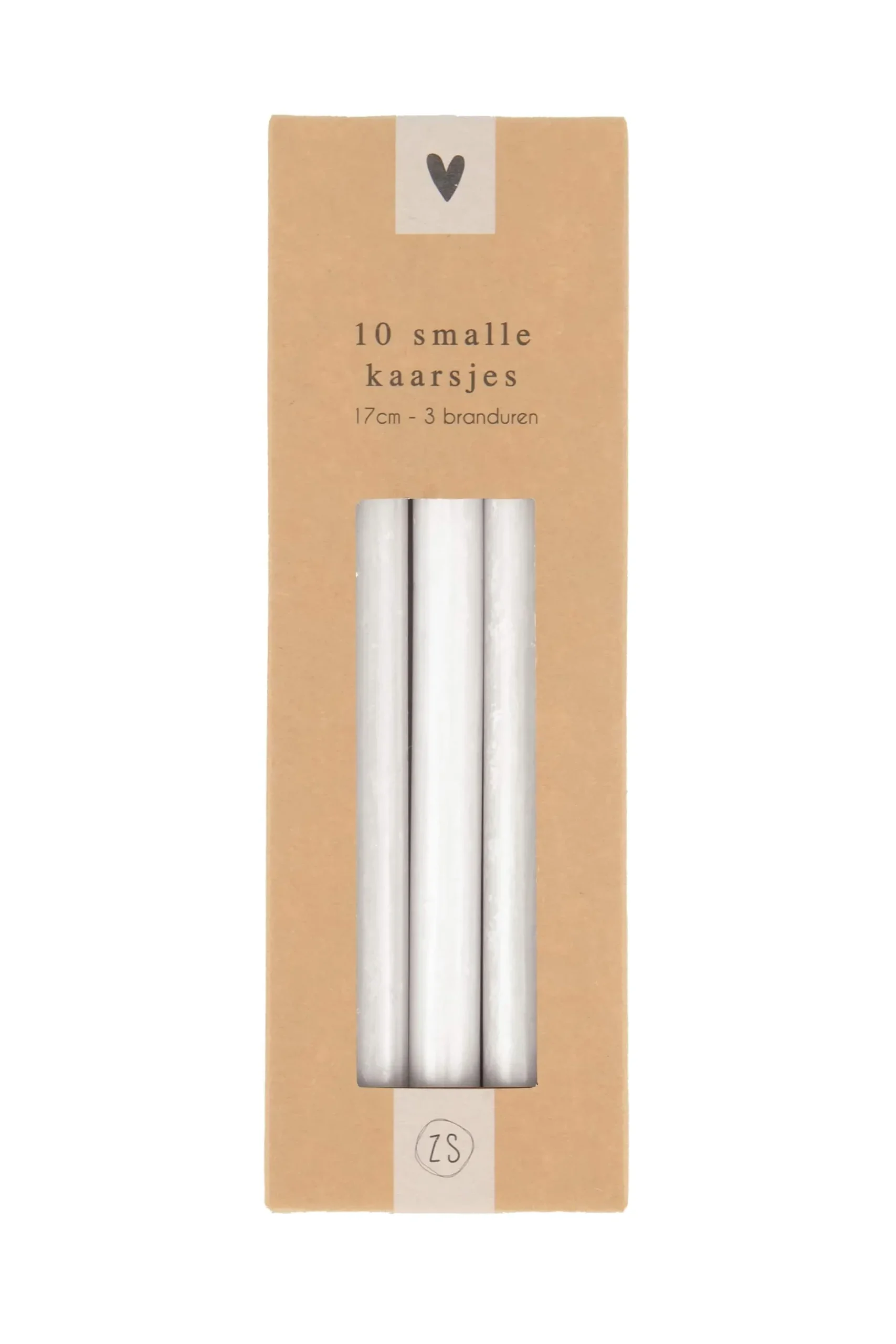 ZUSSS Kaarsen*doosje met 10 smalle kaarsjes wit