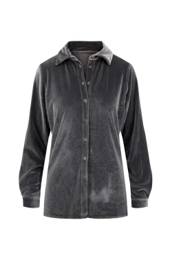 ZUSSS Tops*fluwelen blouse antracietgrijs