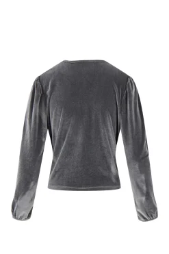 ZUSSS Tops*fluwelen wikkeltop antracietgrijs