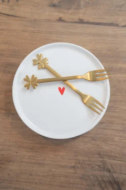 ZUSSS Servies*gebaksbordje met hartje rood wit