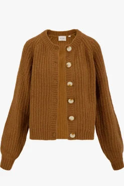ZUSSS Vesten*gebreid vest in bomberstyle camel