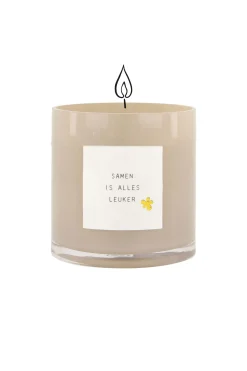 ZUSSS Geurkaarsen*geurkaars in glas gedicht samen is alles leuker M beige