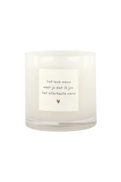 ZUSSS Geurkaarsen*geurkaars in glas gedicht lief leuk mens M wit wit/donkerblauw