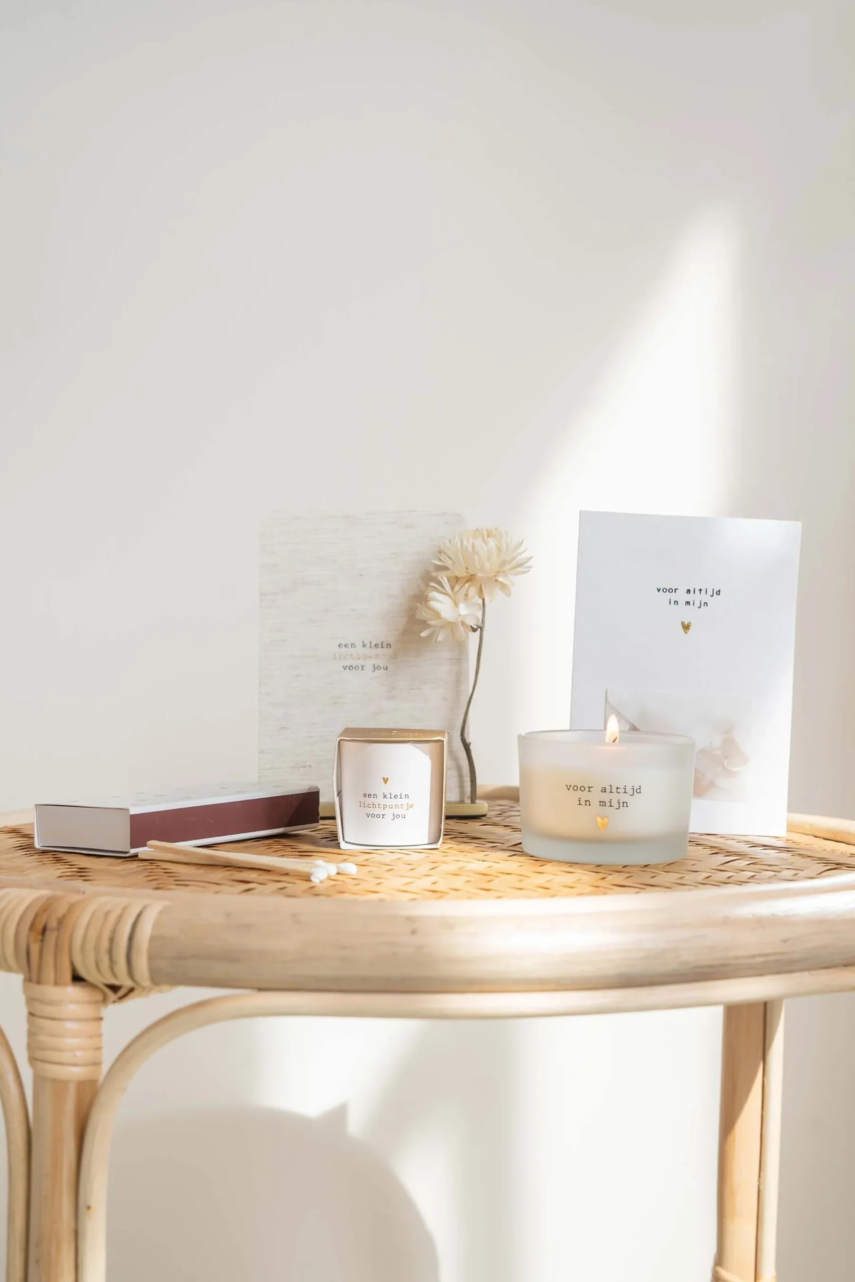 ZUSSS Geurkaarsen*geurkaars in wikkel voor altijd in mijn hart linnen peper&zout
