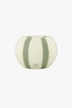 ZUSSS Geurkaarsen*glazen geurkaars met strepen zand saliegroen zand/saliegroen