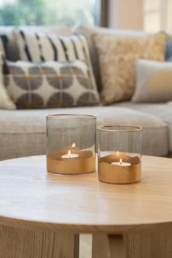 ZUSSS Kaarsen|Kaarsenhouders*glazen waxinelichthouder S goud