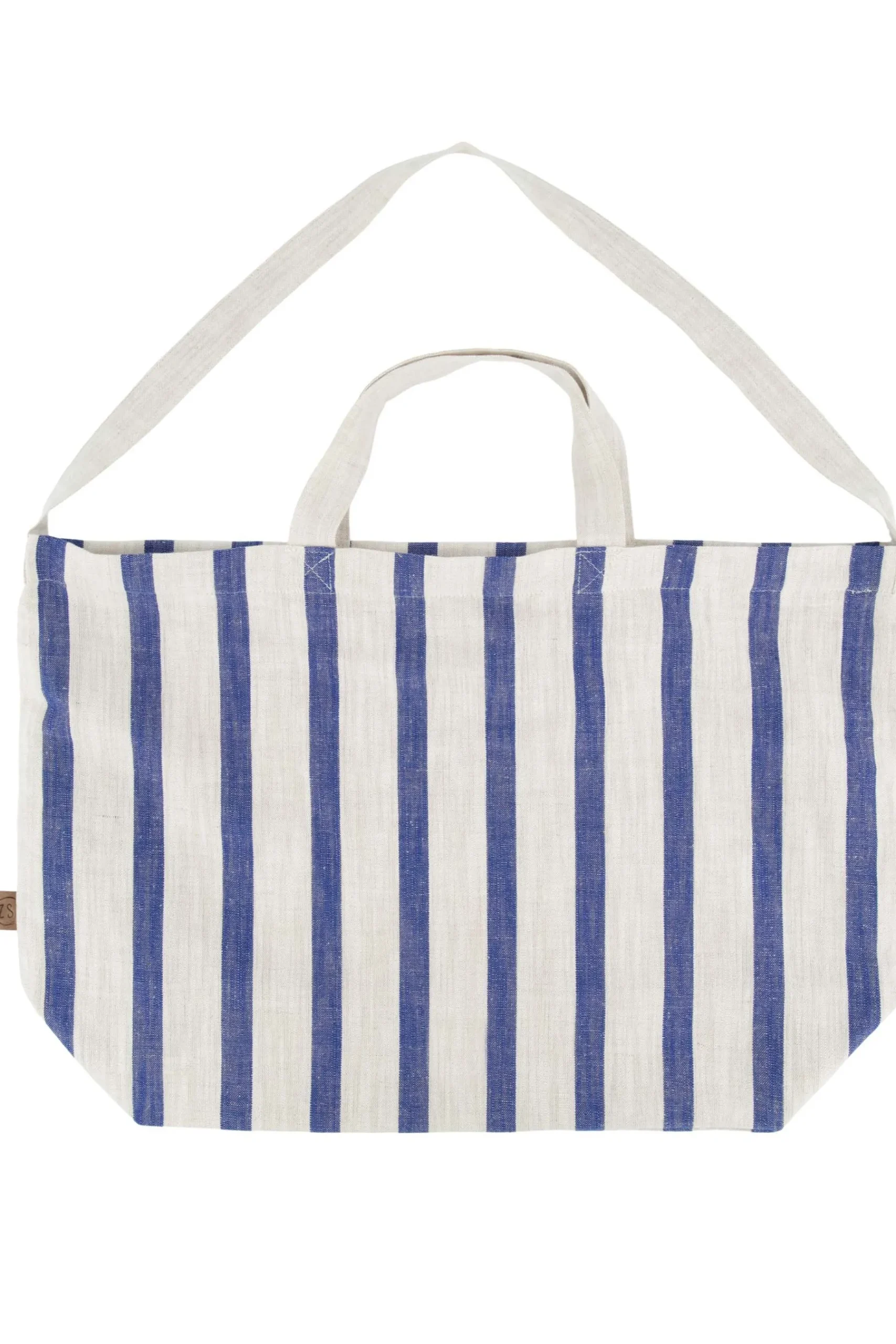 ZUSSS Schoudertassen & Handtassen*grote boodschappentas gestreept peper en zout/kobaltblauw kobaltblauwgestreept