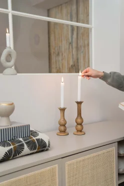 ZUSSS Kaarsen|Kaarsenhouders*houten kandelaar M naturel