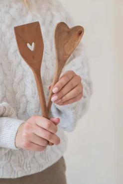 ZUSSS Keukenaccessoires*houten spatel hartje donkerbruin