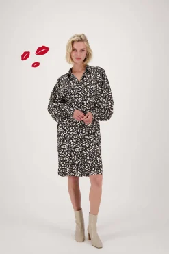 ZUSSS Jurkjes & Rokken*jurk blaadjes print zwart