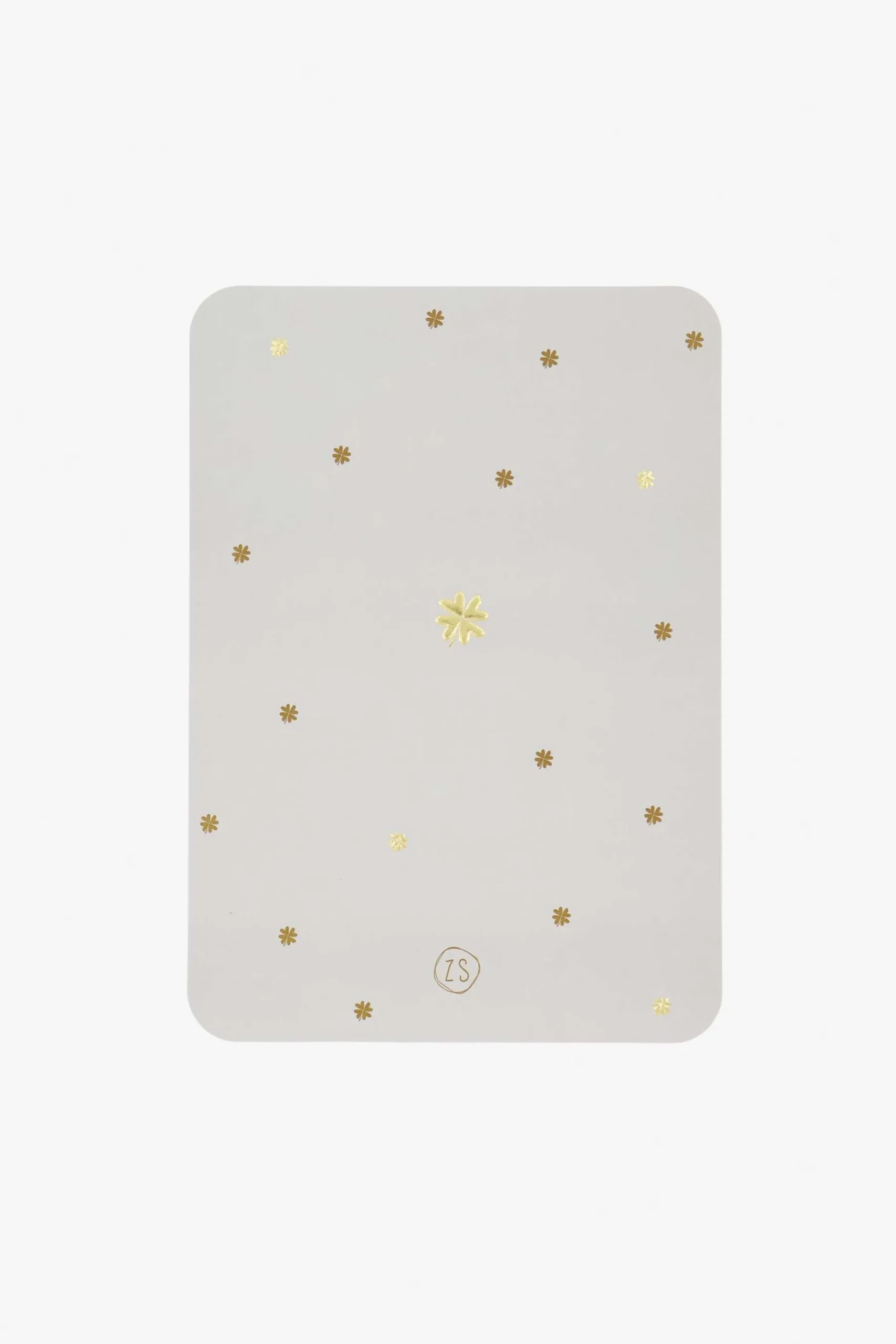 ZUSSS Kaartjes*kaart ronde hoeken klavertjes goud/zand