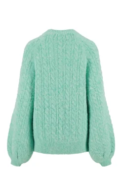 ZUSSS Truien*kabel trui met ballonmouw mint