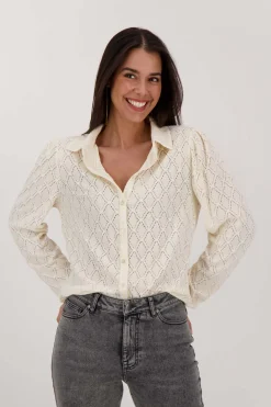 ZUSSS Tops*kanten blouse creme