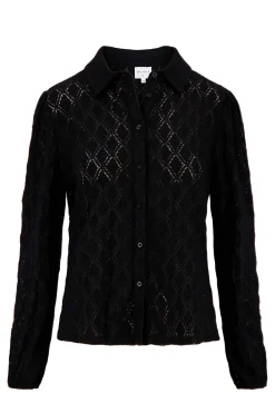 ZUSSS Tops*kanten blouse zwart