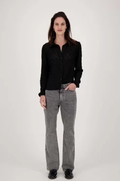 ZUSSS Tops*kanten blouse zwart