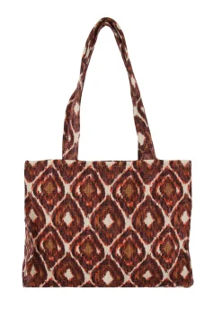 ZUSSS Schoudertassen & Handtassen*katoenen tas met ikat print zand/roodbruin