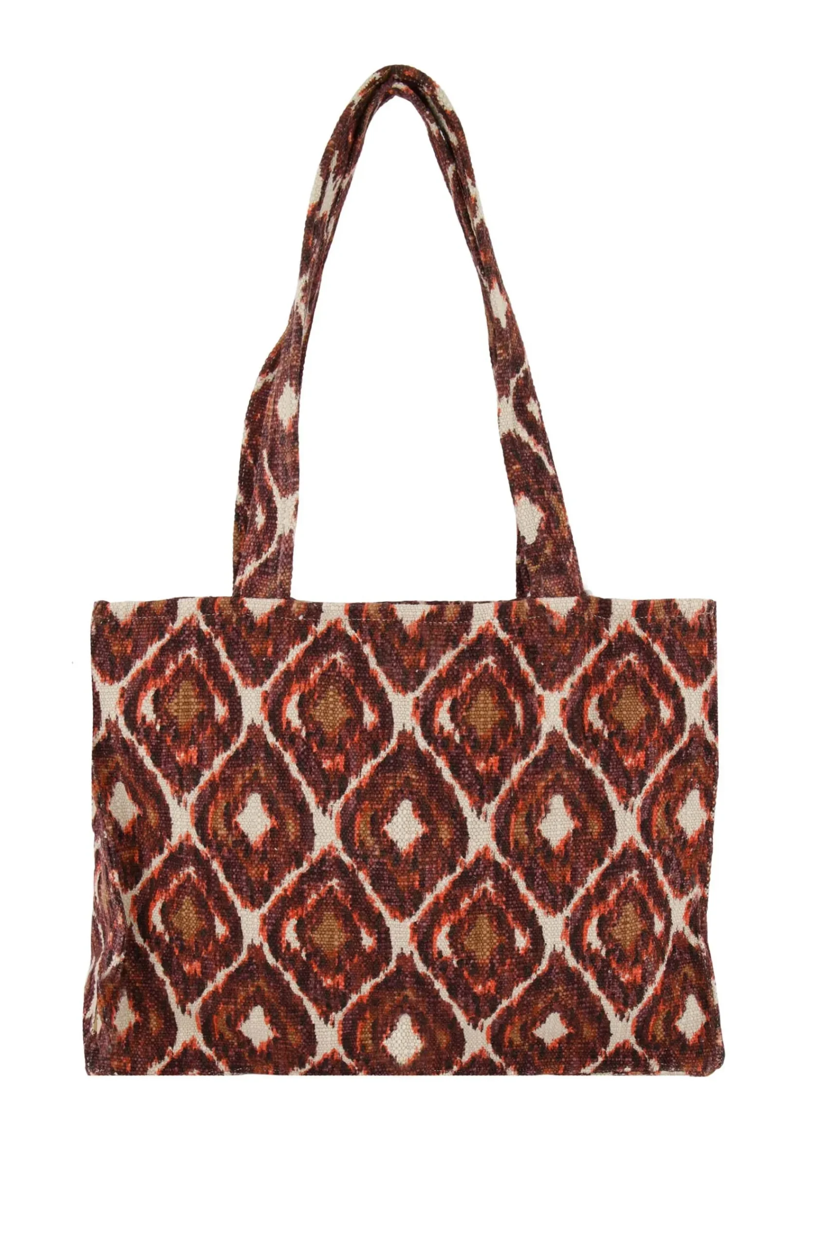 ZUSSS Schoudertassen & Handtassen*katoenen tas met ikat print zand/roodbruin