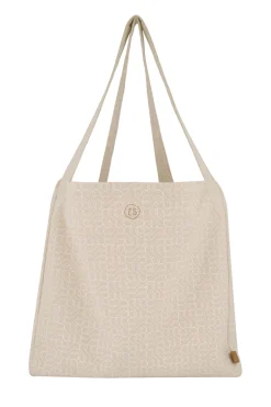 ZUSSS Schoudertassen & Handtassen*katoenen tas met logoprint zand/wit wit/zand