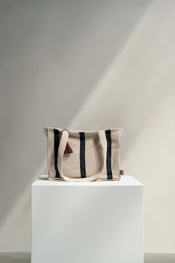 ZUSSS Schoudertassen & Handtassen*katoenen tas met streep ecru/donkerblauw