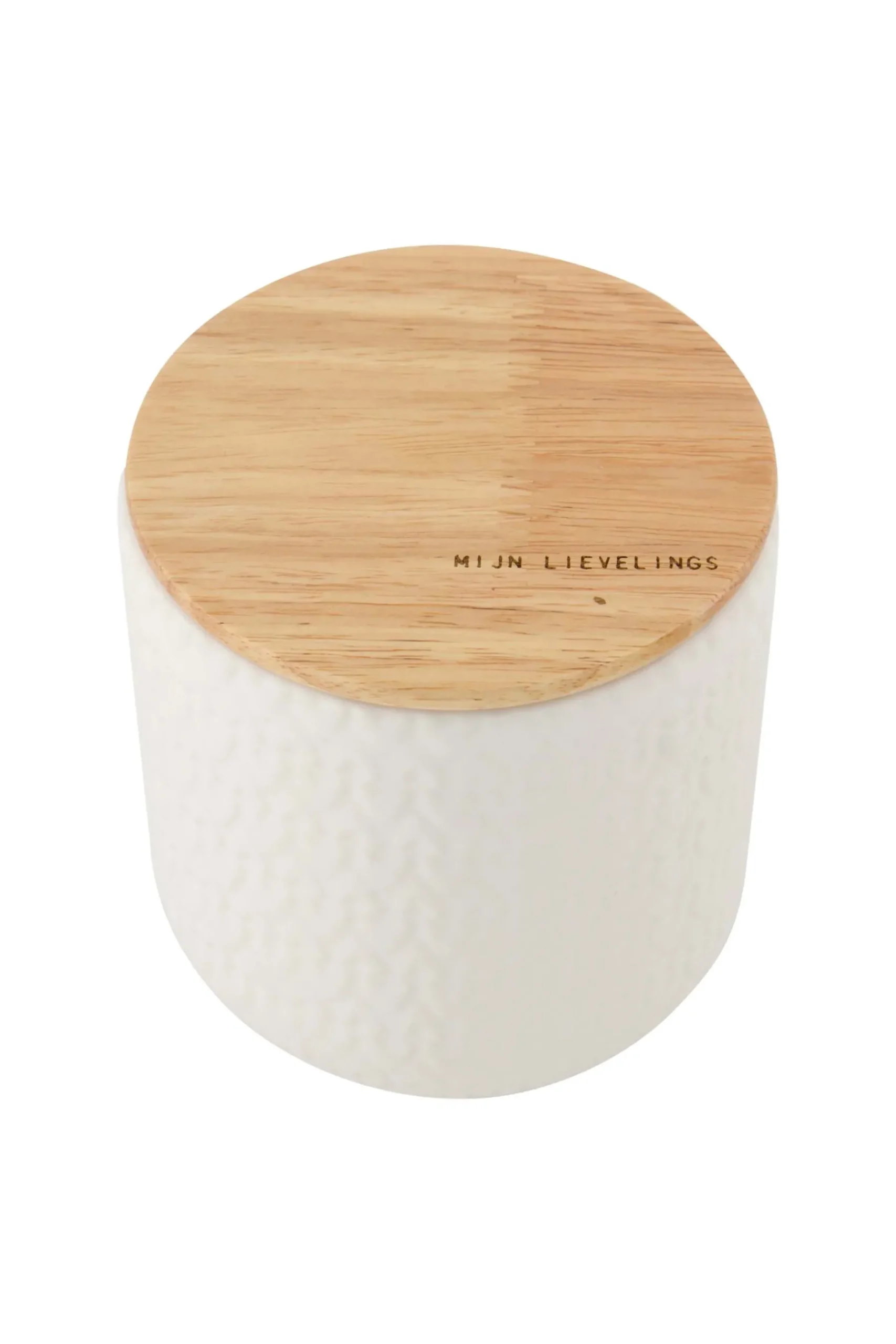 ZUSSS Keukenaccessoires*keramieken bewaarpot met houten deksel hartjes 12cm wit