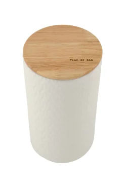 ZUSSS Keukenaccessoires*keramieken bewaarpot met houten deksel hartjes 20cm wit