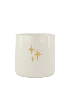 ZUSSS Geurkaarsen*keramieken geurkaars warme wol sterren L wit