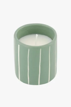 ZUSSS Geurkaarsen*keramieken geurkaars met houten deksel klavertje salie saligroen