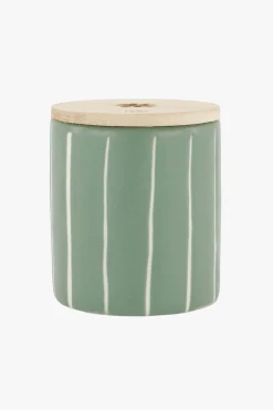 ZUSSS Geurkaarsen*keramieken geurkaars met houten deksel klavertje salie saligroen