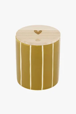 ZUSSS Geurkaarsen*keramieken geurkaars met houten deksel hartje oker