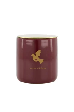 ZUSSS Geurkaarsen*keramieken geurkaars warme wol warm wishes L donkerrood