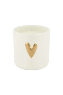ZUSSS Geurkaarsen*keramieken geurkaars linnen hartje wit goud