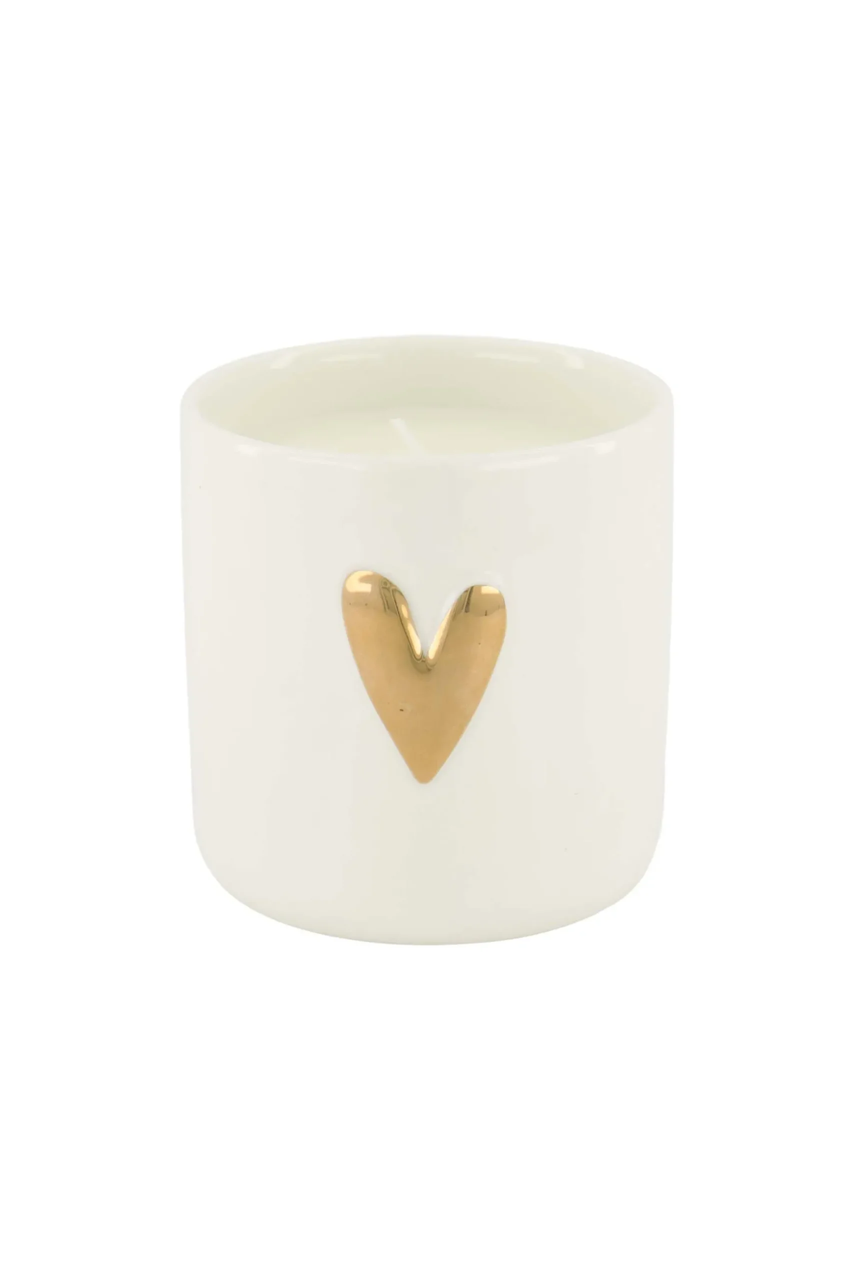 ZUSSS Geurkaarsen*keramieken geurkaars linnen hartje wit goud