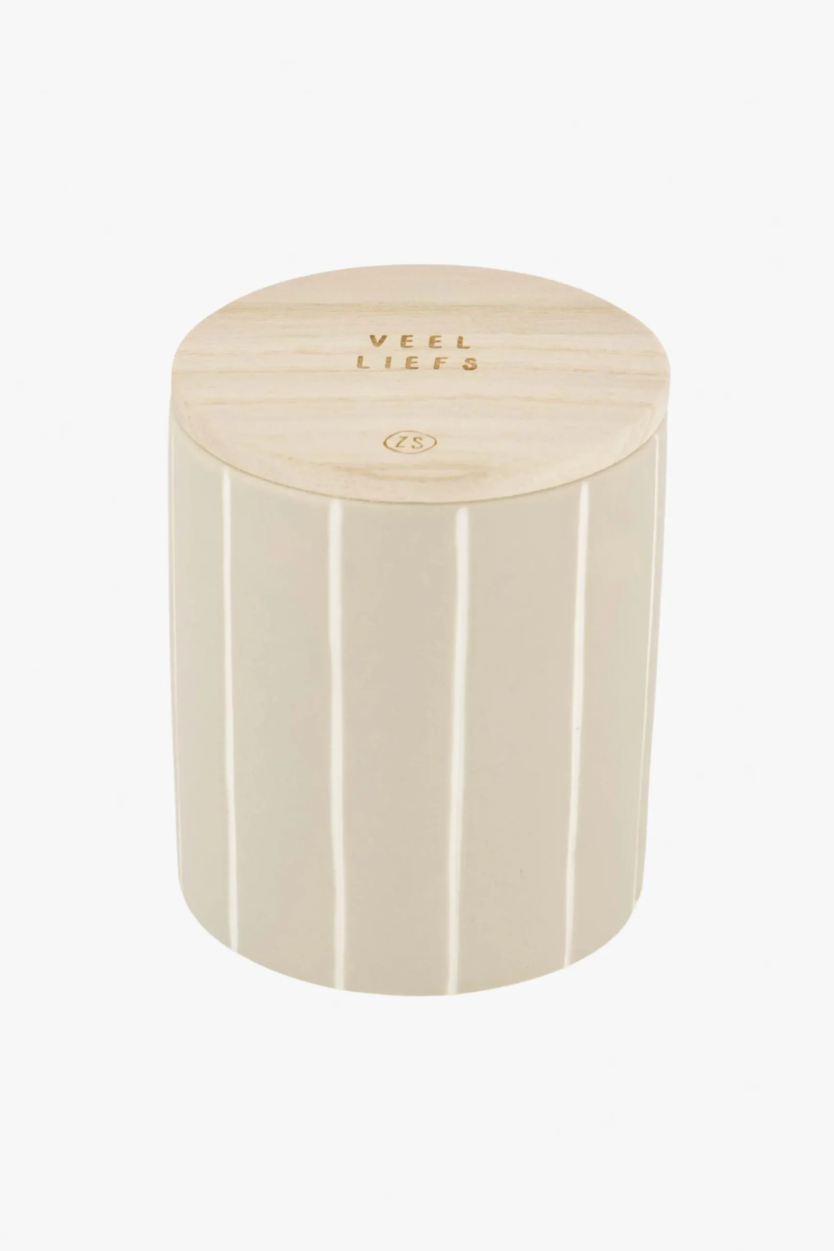 ZUSSS Geurkaarsen*keramieken geurkaars met houten deksel veel liefs zand